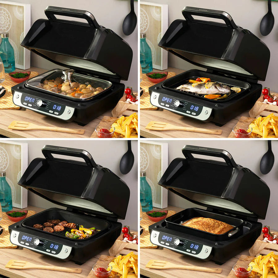 Freidora de Aire con Grill, Accesorios y Recetario Fryinn 12-in-1 6000 Negro Acero 3400 W 6 L