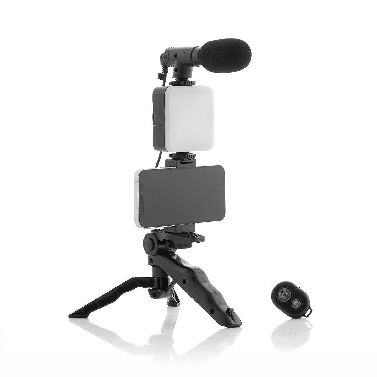 Kit Vídeo Blogging con Luz, Micrófono y Mando Plodni 6 Piezas