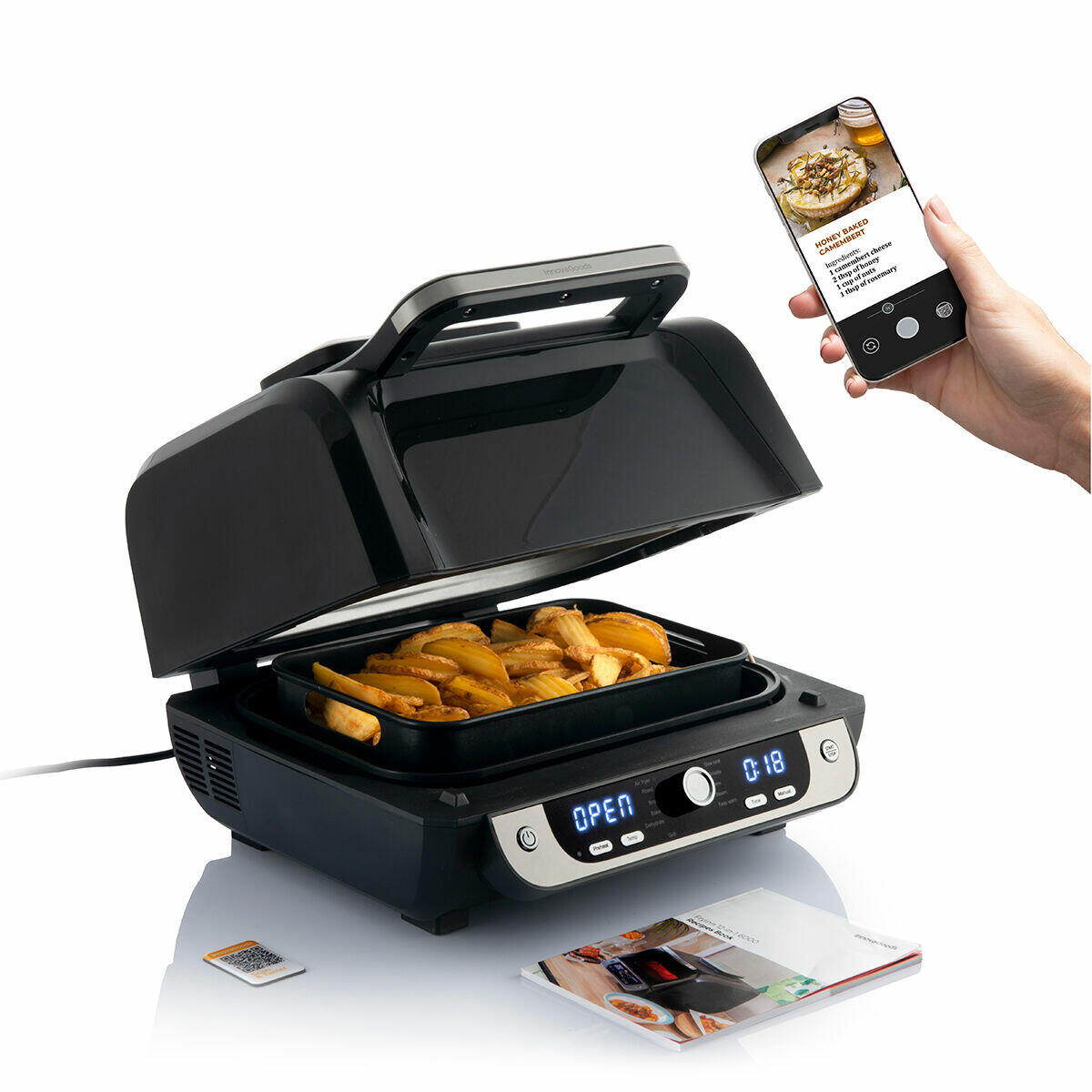 Freidora de Aire con Grill, Accesorios y Recetario Fryinn 12-in-1 6000 Negro Acero 3400 W 6 L
