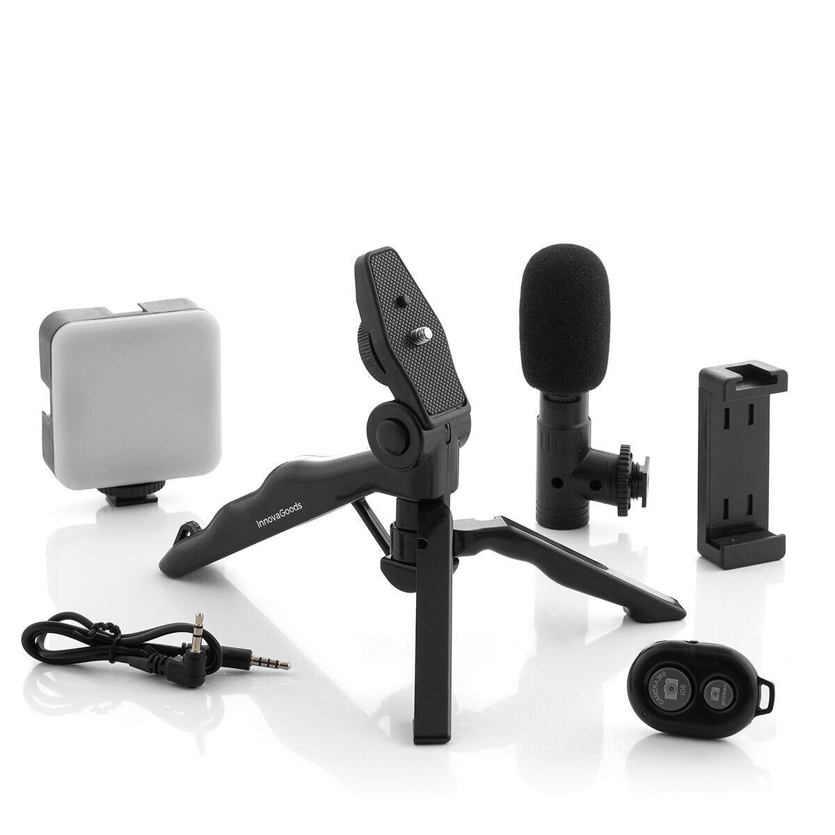 Kit Vídeo Blogging con Luz, Micrófono y Mando Plodni 6 Piezas
