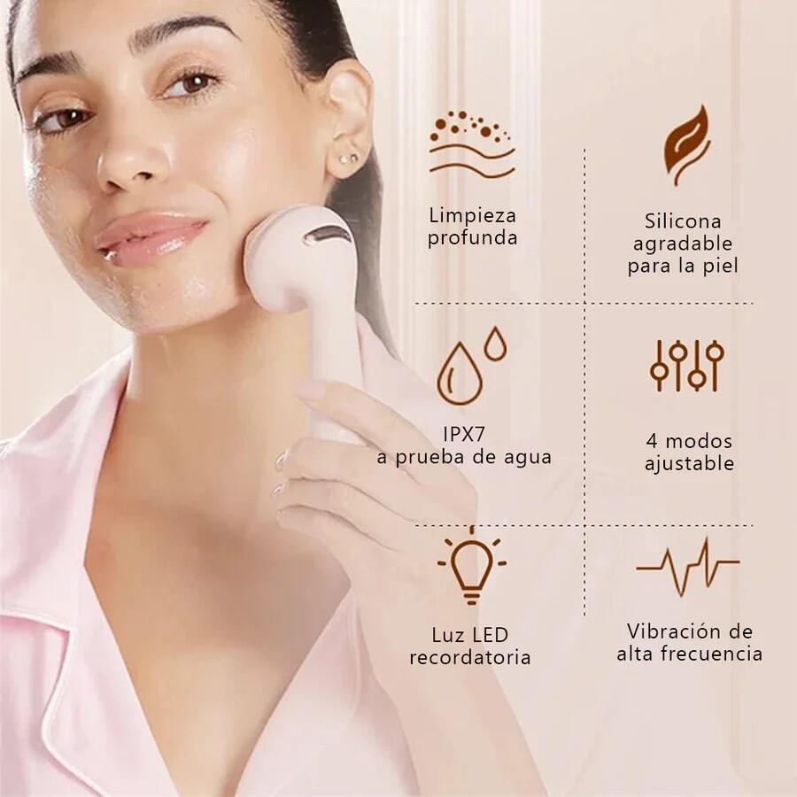 Cepillo Facial Eléctrico Rosa Recargable