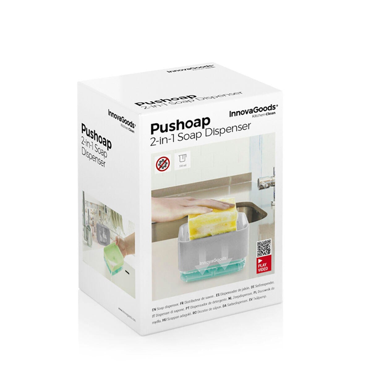 Dispensador de Jabón 2 en 1 para Fregadero Pushoap