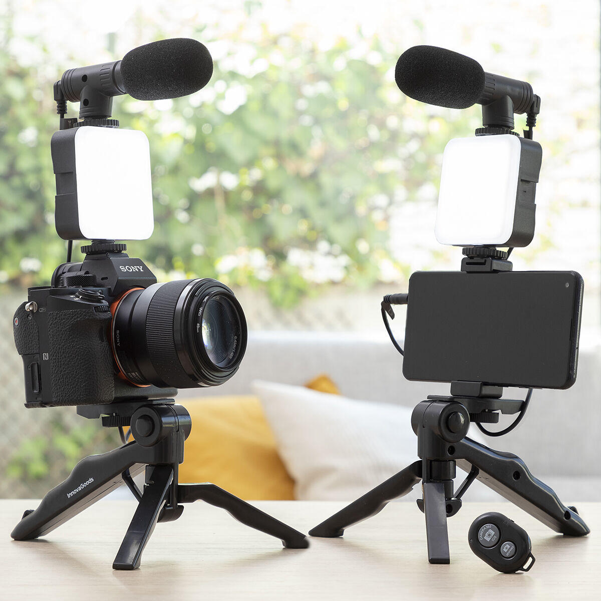 Kit Vídeo Blogging con Luz, Micrófono y Mando Plodni 6 Piezas