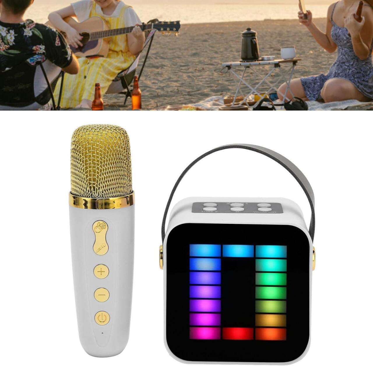 Mini Micrófono con Altavoz Bluetooth con Luz RGB Ideal para Fiestas y Karaoke