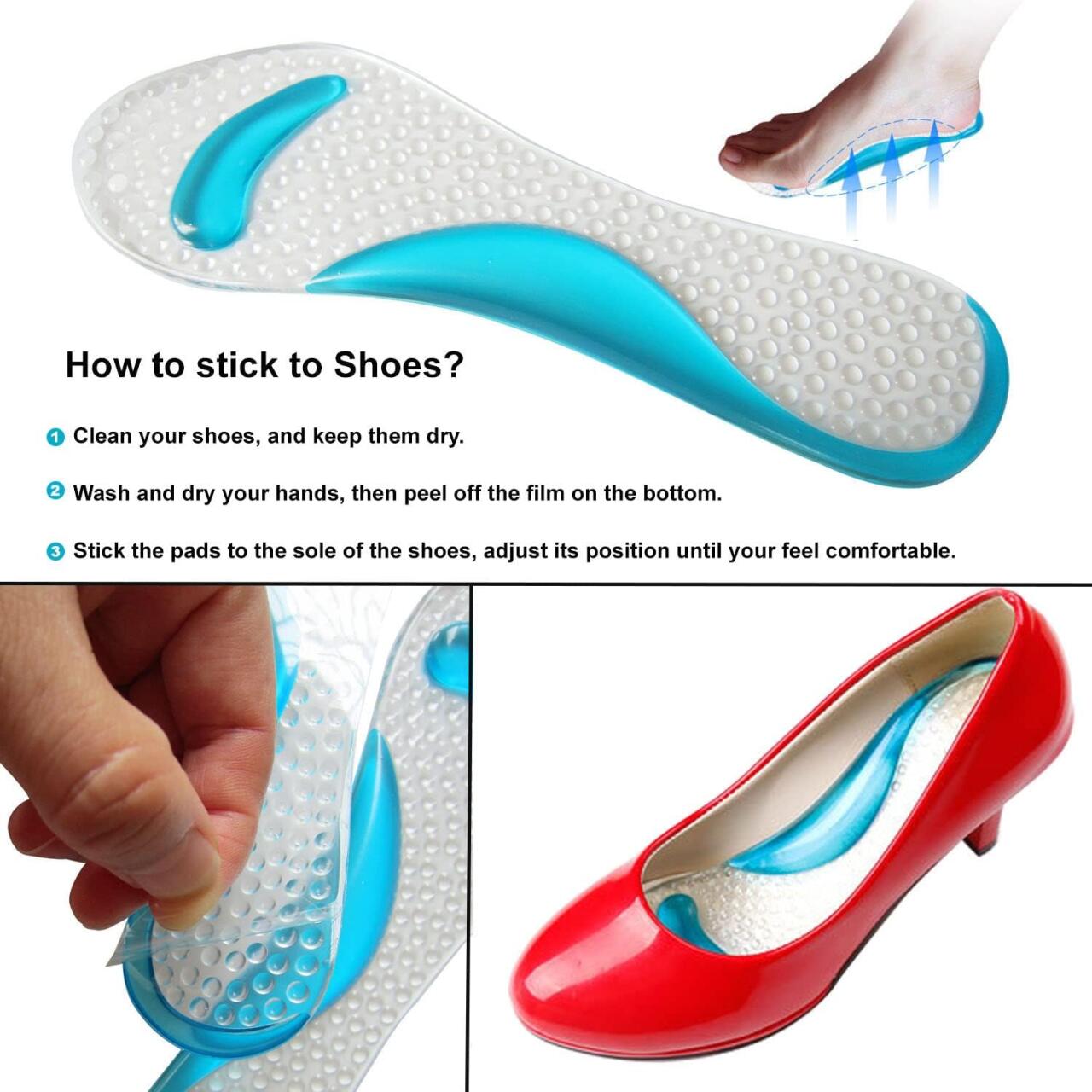 Plantillas Transparentes de Masaje Nitouy Gel Pads Arch Metatarsal Support