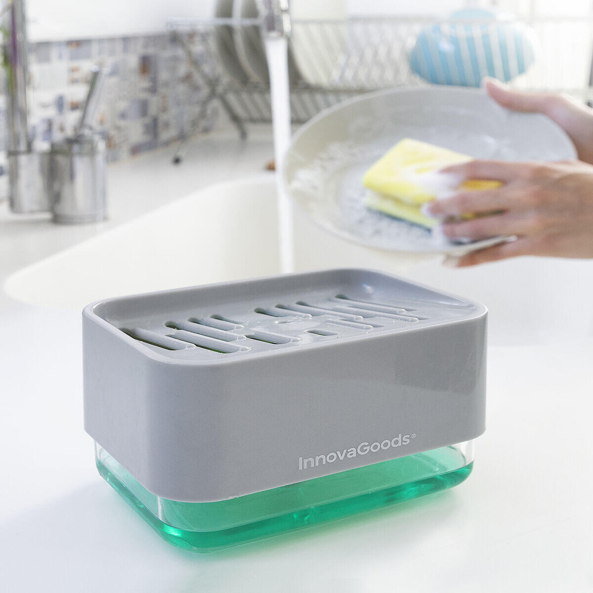 Dispensador de Jabón 2 en 1 para Fregadero Pushoap