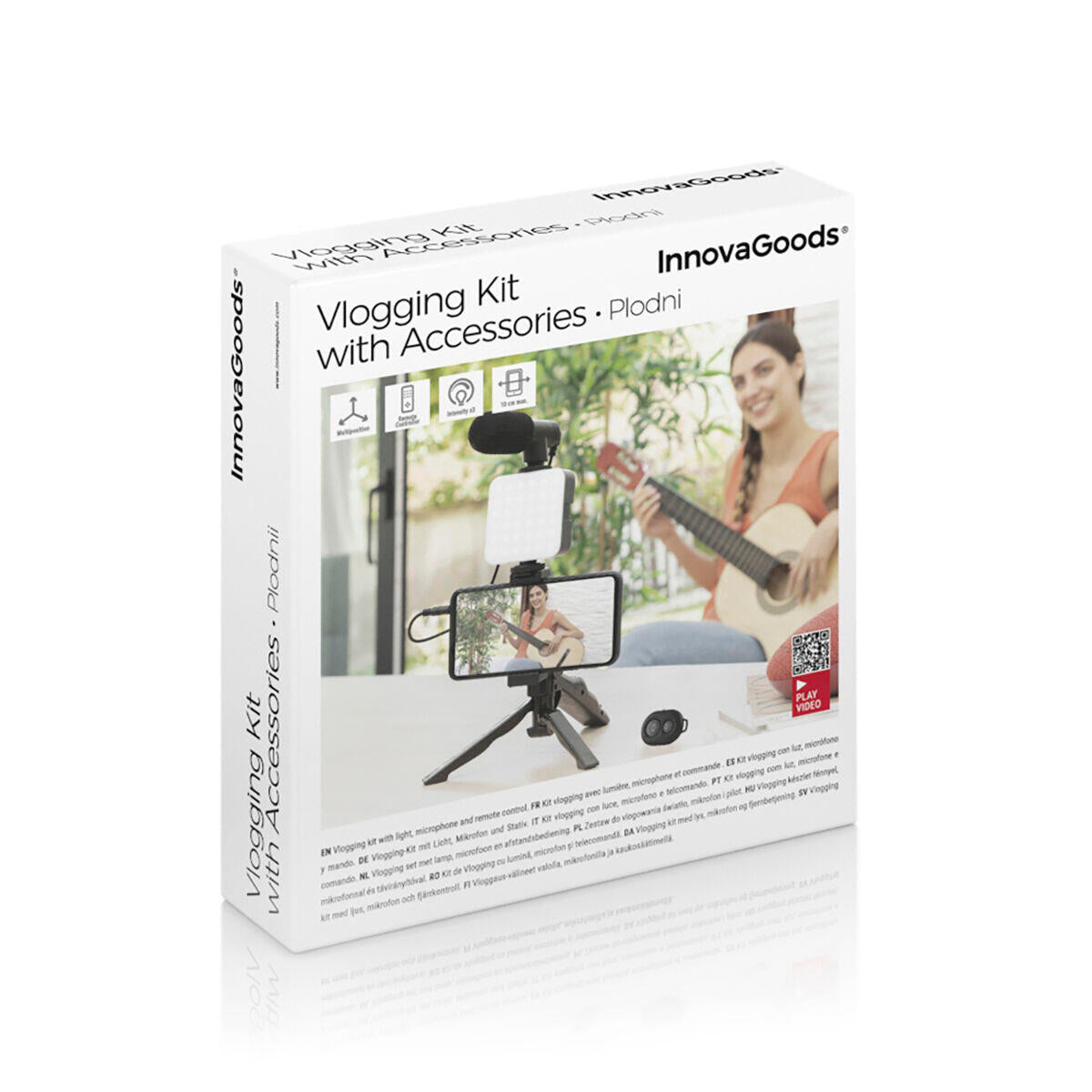 Kit Vídeo Blogging con Luz, Micrófono y Mando Plodni 6 Piezas