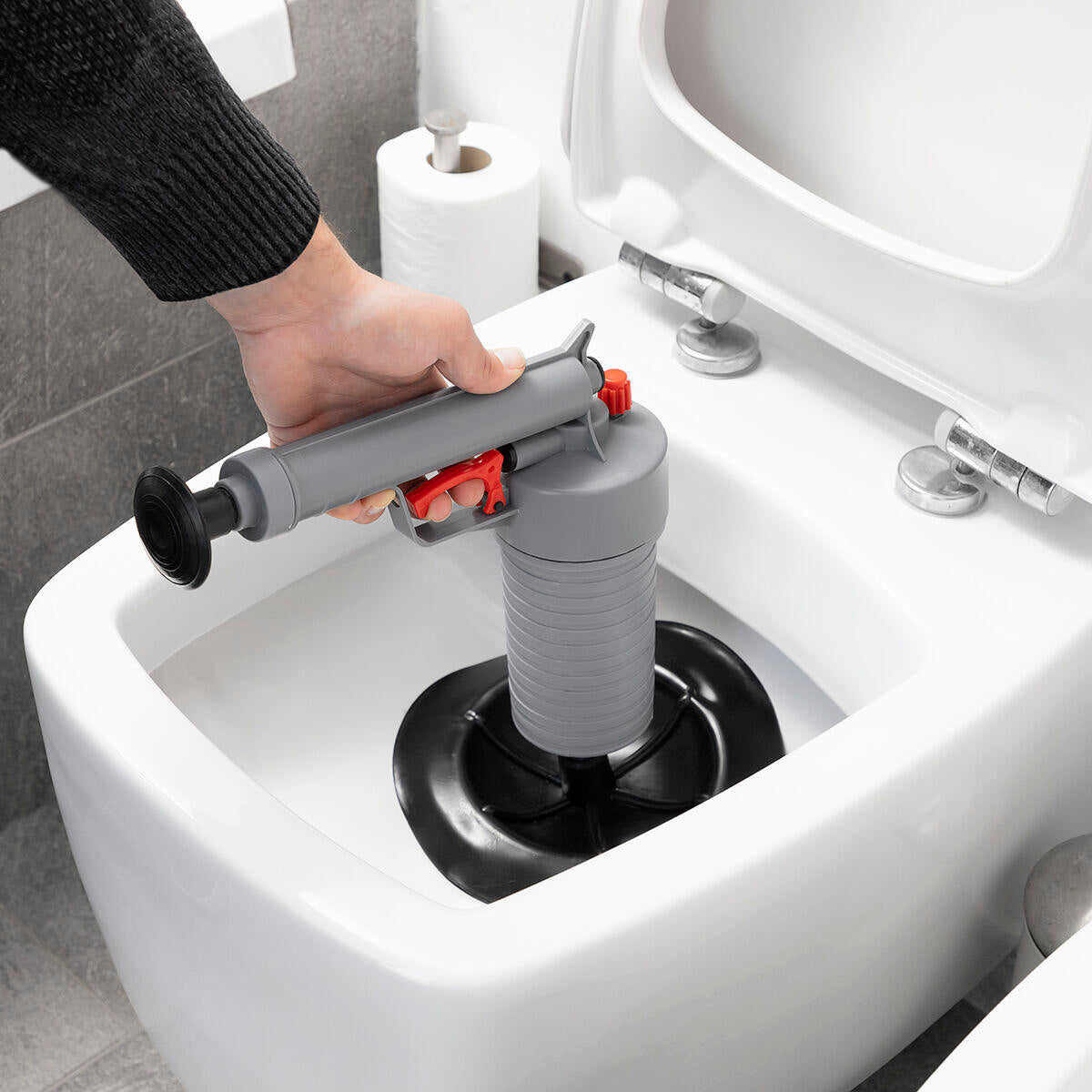 Pistola Desatascadora de Aire Comprimido Universal con Adaptadores