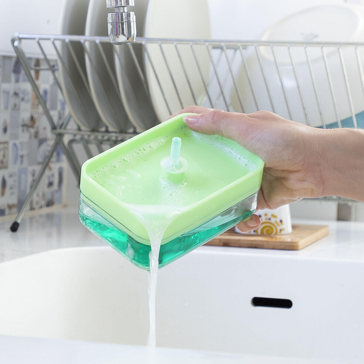 Dispensador de Jabón 2 en 1 para Fregadero Pushoap
