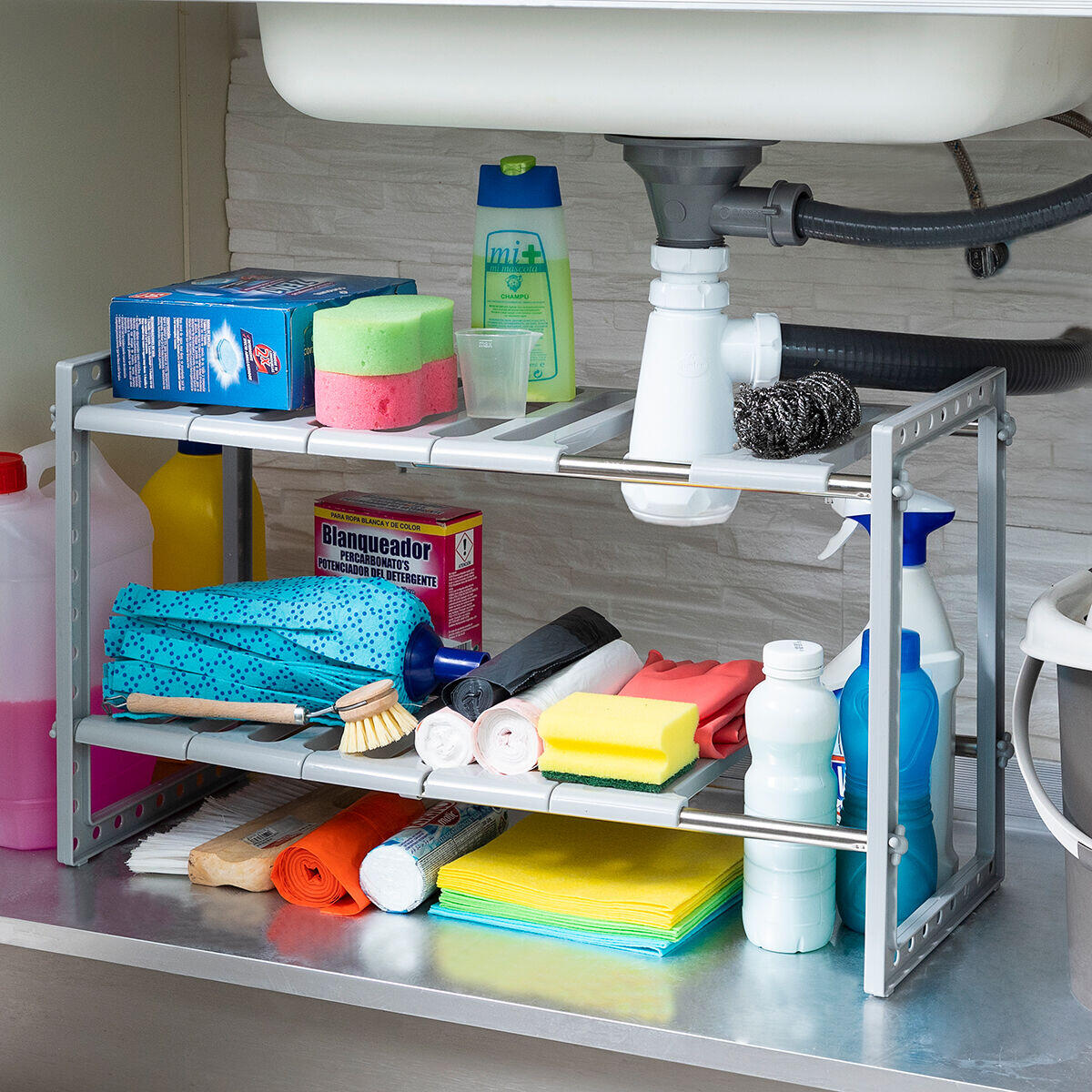 Estantería Extensible para Fregadero Shibblek 2 Estantes