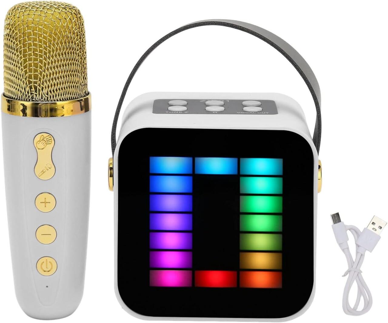 Mini Micrófono con Altavoz Bluetooth con Luz RGB Ideal para Fiestas y Karaoke