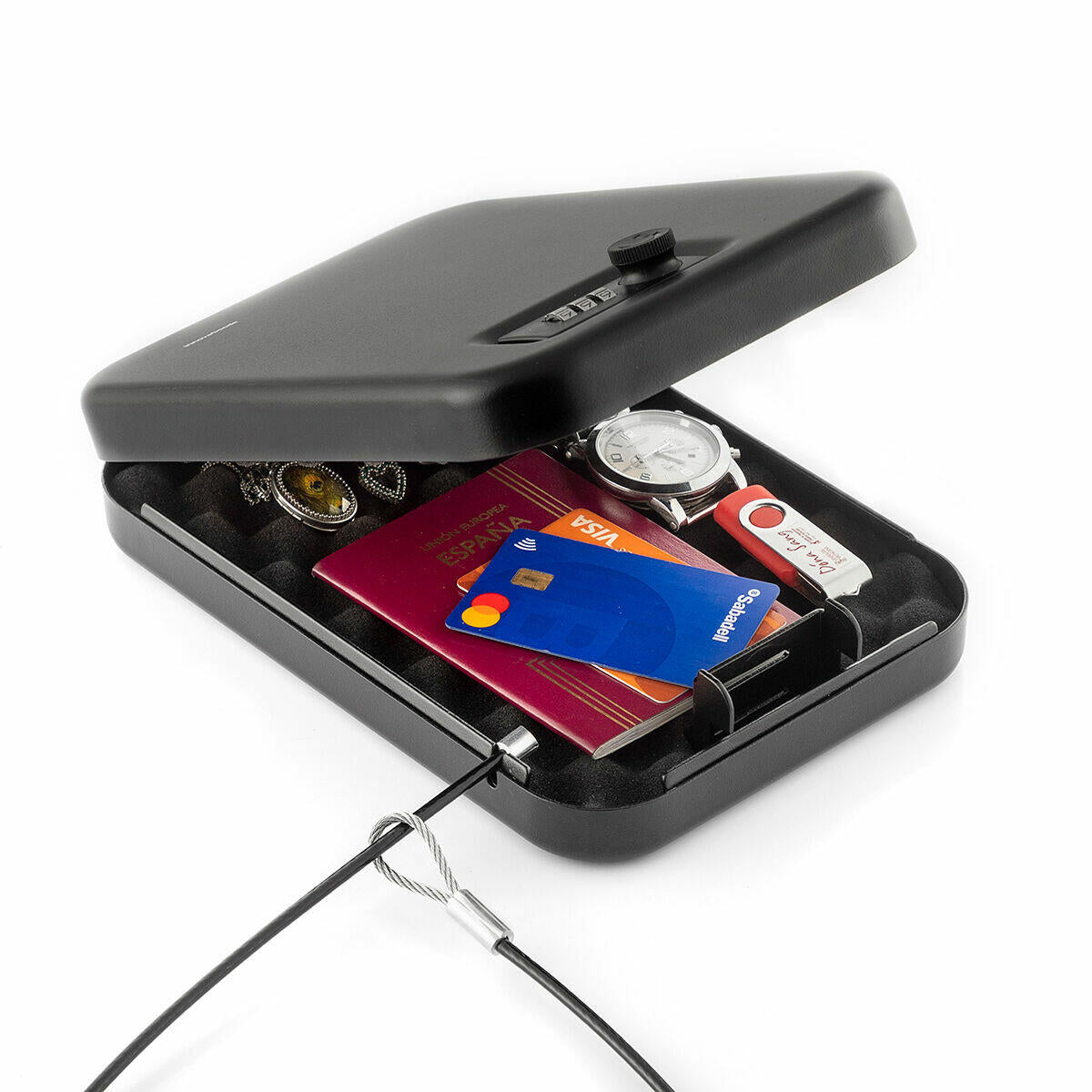 Caja Fuerte Portátil con Cable de Seguridad Prisaven