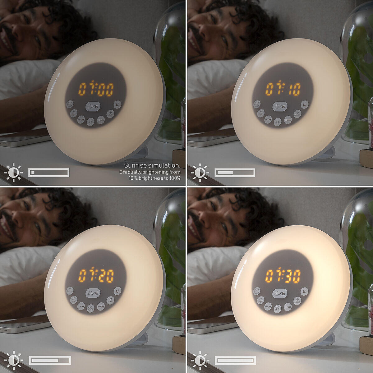 Despertador Amanecer Recargable con Altavoz Sunrilk