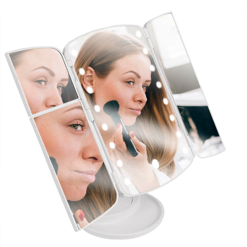 Espejo de Maquillaje Desplegable con Luz Led