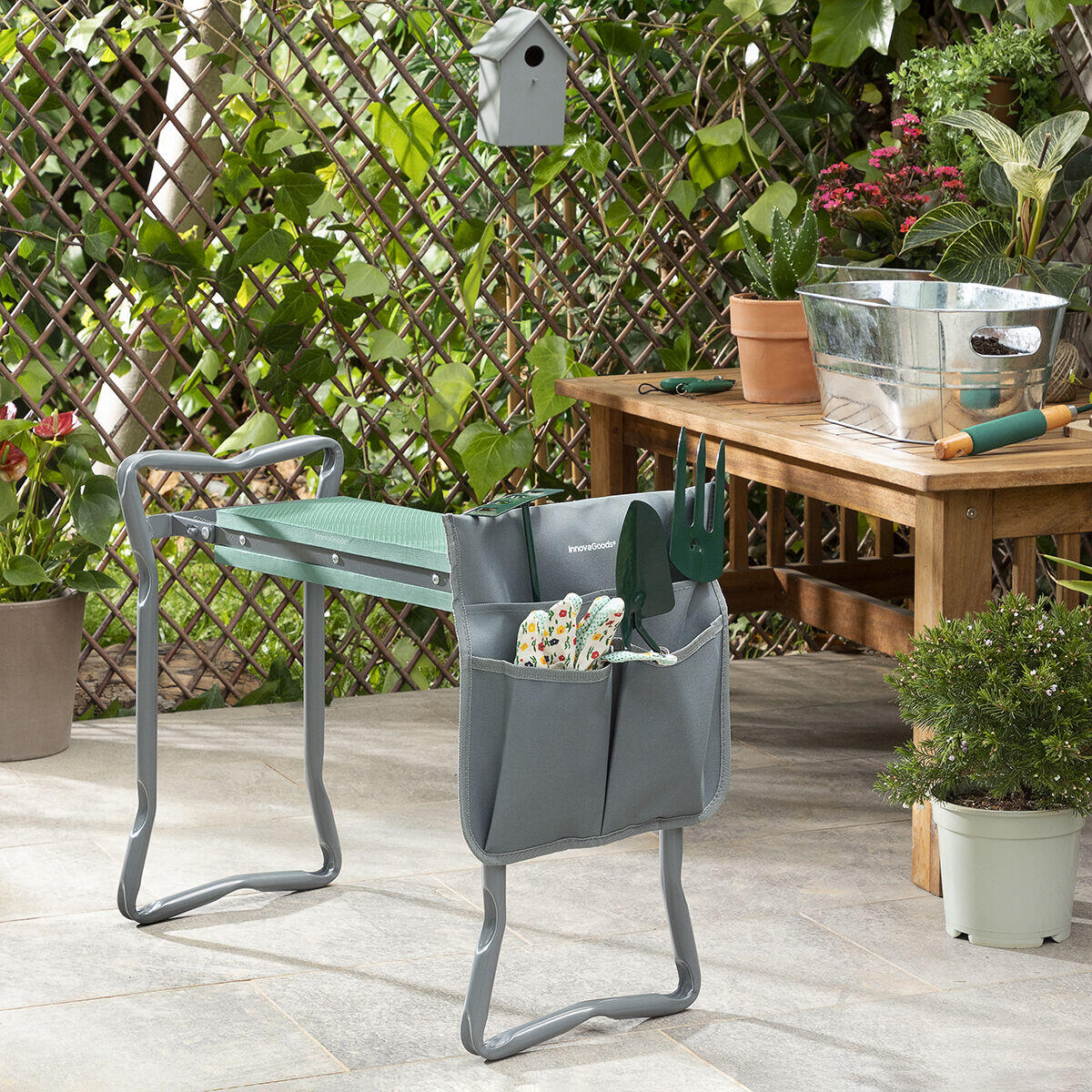 Banco de Jardinería Plegable con Bolsa para Herramientas 3 en 1 Situl