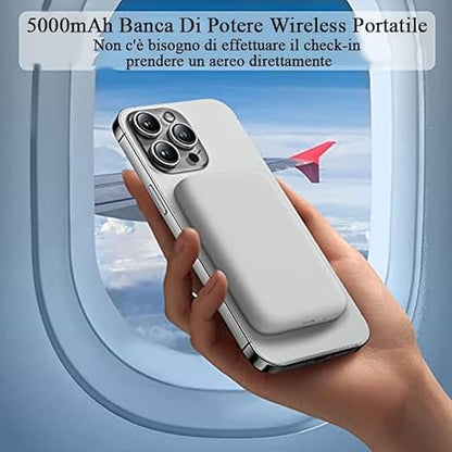 Power Bank de 5000 mAh Carga Inalámbrica y por Cable