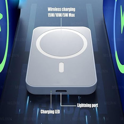 Power Bank de 5000 mAh Carga Inalámbrica y por Cable