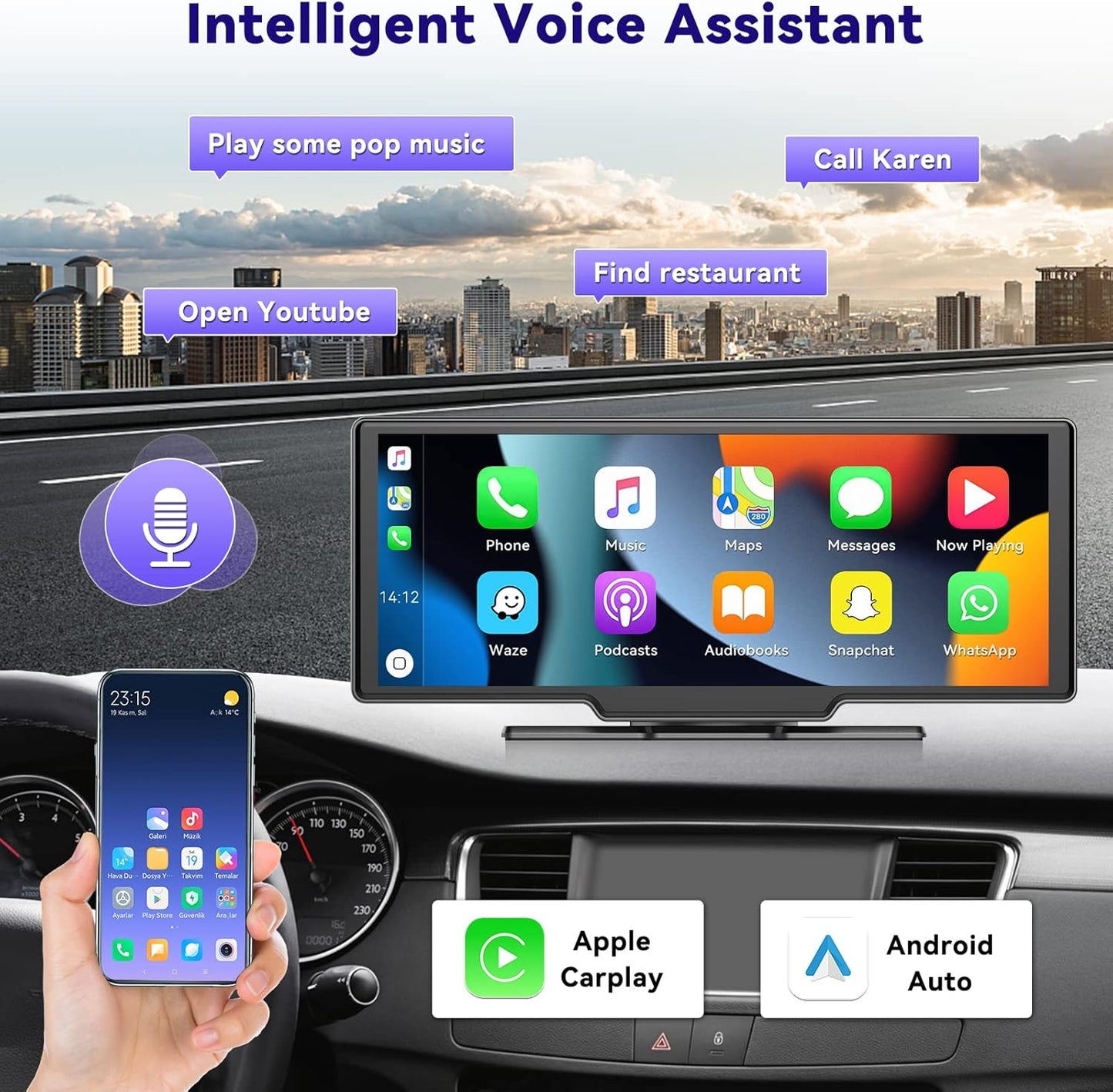 Pantalla de coche Apple Carplay Android Carplay