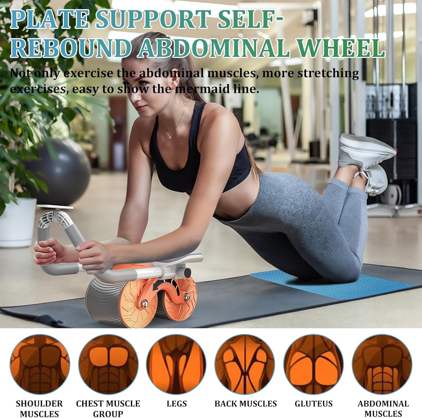 Rodillo de entrenamiento para abdominales con soporte para codos