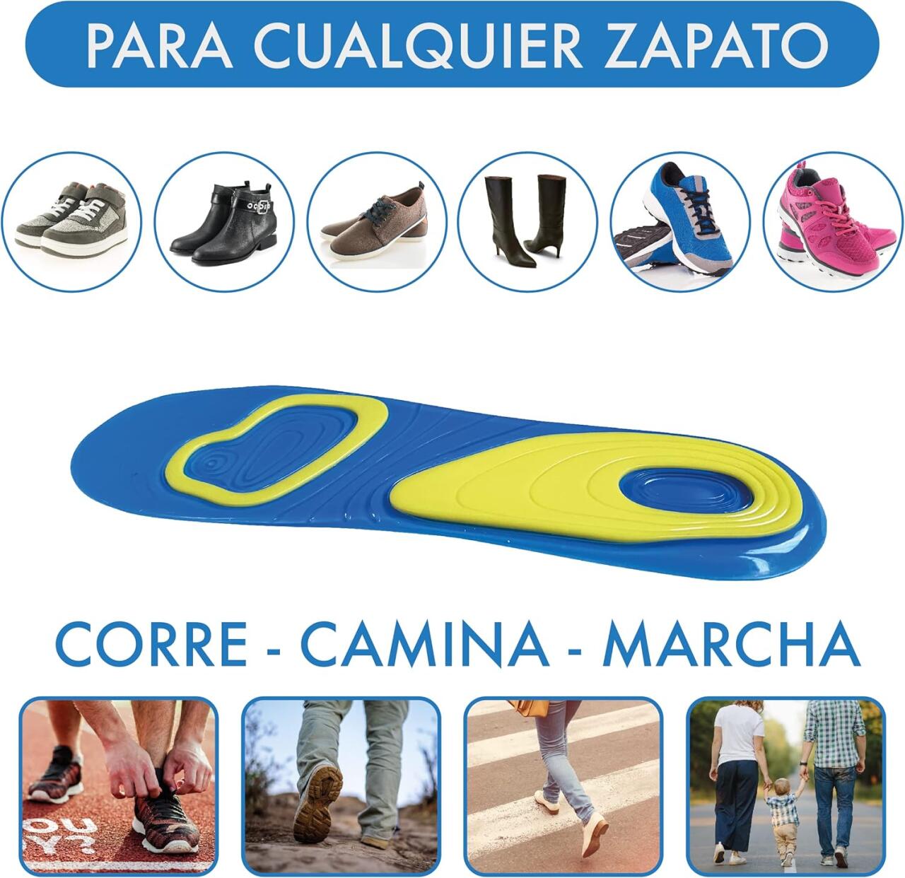Plantillas de Gel – Máxima Comodidad y Amortiguación para Todo Tipo de Calzado (Talla 38-42)