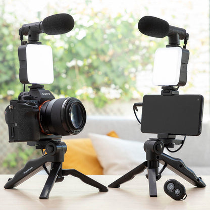 Kit Vídeo Blogging con Luz, Micrófono y Mando Plodni 6 Piezas