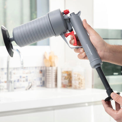 Pistola Desatascadora de Aire Comprimido Universal con Adaptadores