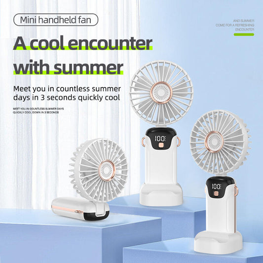 Mini Ventilador de Mano con Pantalla Digital LED 5 Velocidades | Portátil y Potente