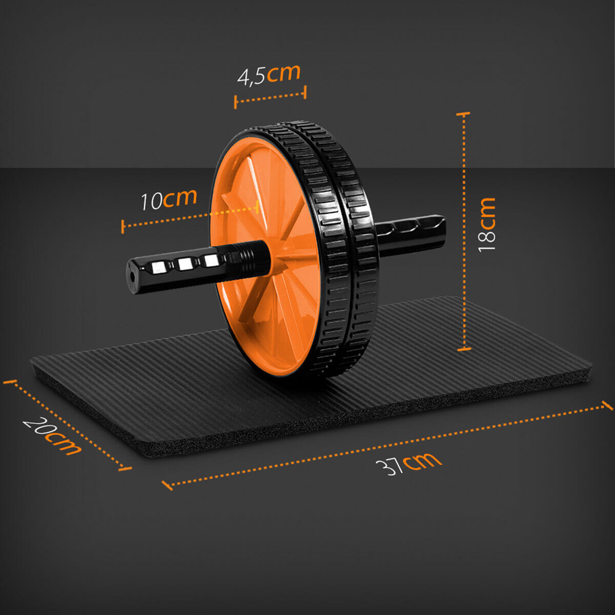 Set Rodillo abdominales y alfombrilla 2 Niveles Ergonómico Fitness Gridinlux
