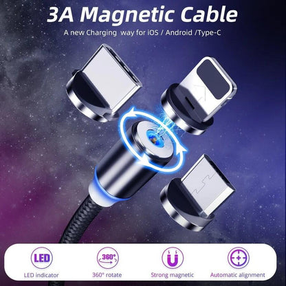 Cable USB con Luz e Imán 3 en 1
