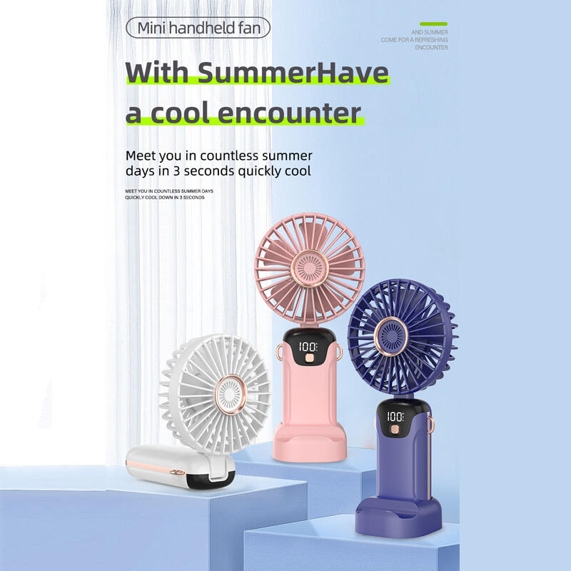 Mini Ventilador de Mano con Pantalla Digital LED 5 Velocidades | Portátil y Potente
