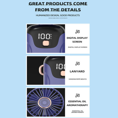 Mini Ventilador de Mano con Pantalla Digital LED 5 Velocidades | Portátil y Potente
